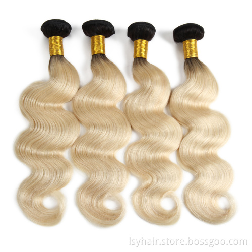 1B 613 Blonde Ombre Color Remy Brazilian  Hair Weave Bundles With Ear to Ear Lace Frontal